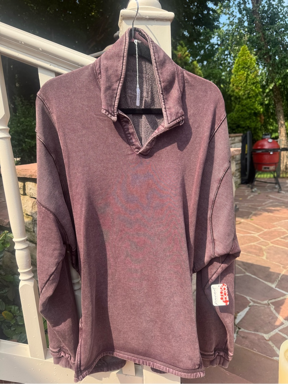 Free People Oversized Brown Pullover Collared Sweatshirt - Picture 4 of 8